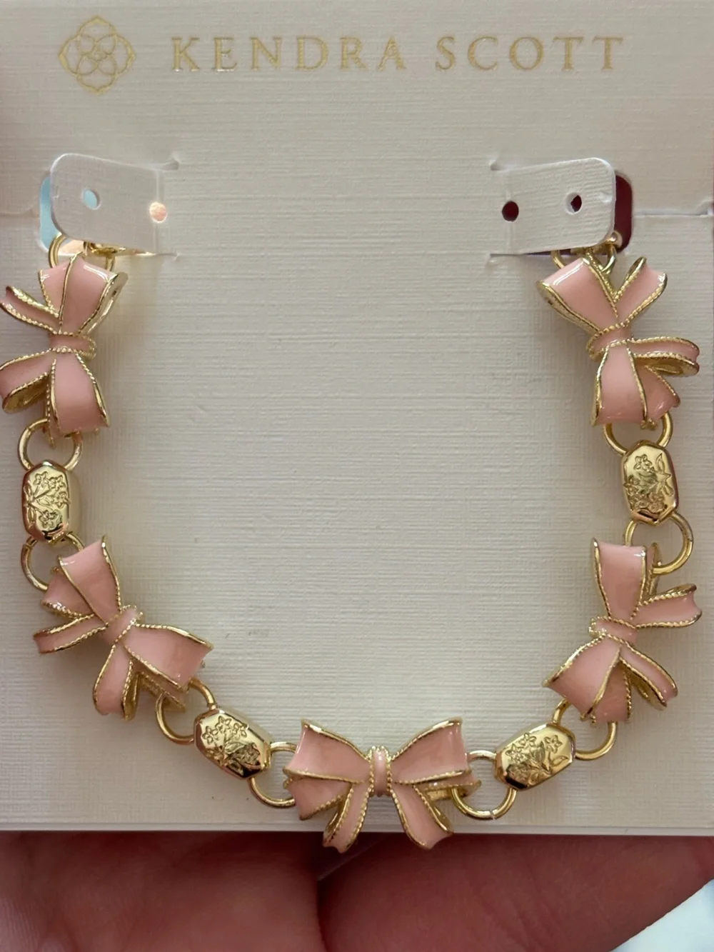 Kendra Scott Pink Enamel Bow Link Bracelet